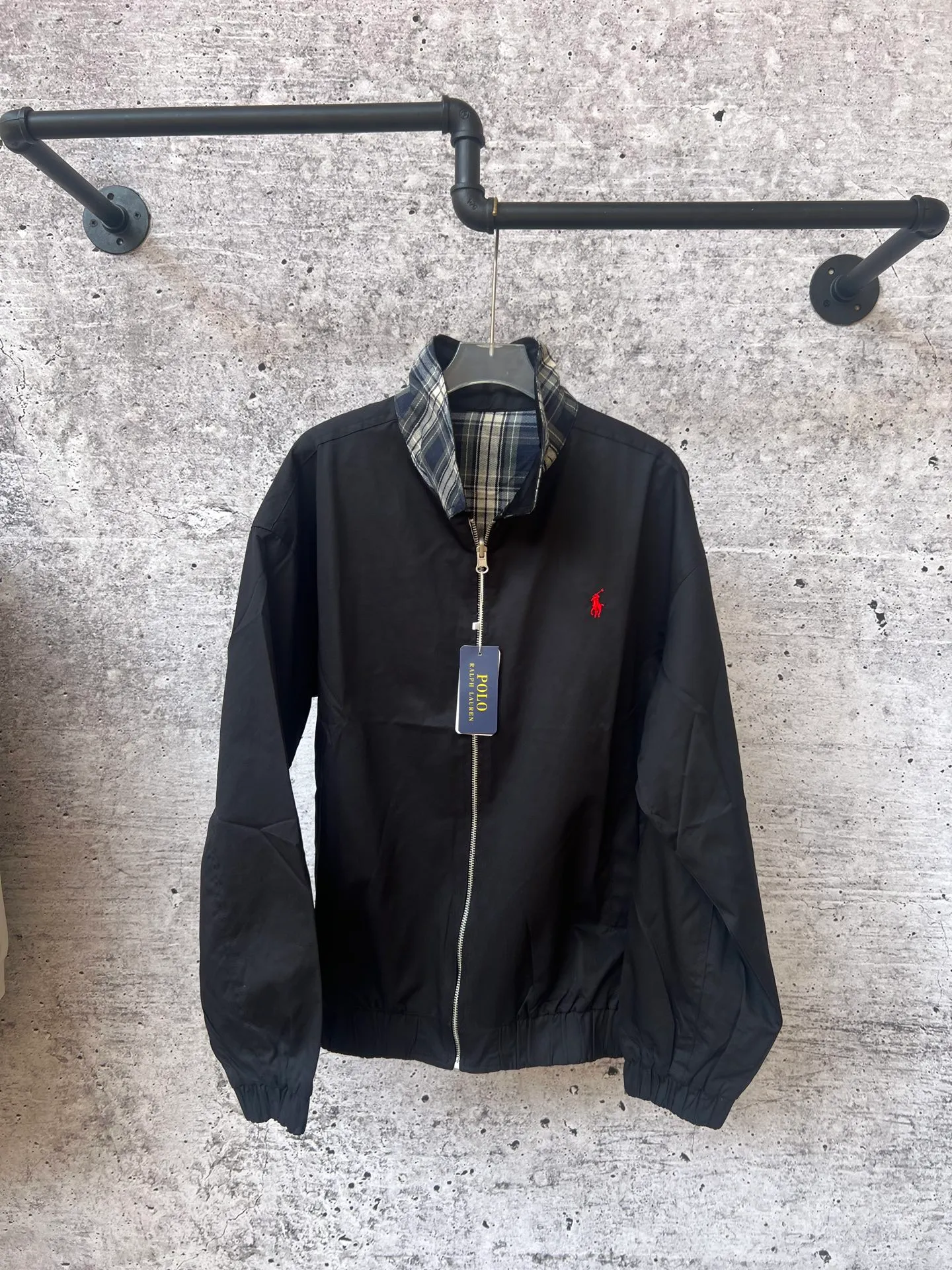 P390 Ralph Lauren autumn reversible jacket for men and women at the same price, reversible, one side is pure cotton woven, the inner plaid pattern, embroidery on both sides, and the craftsmanship details are restored
